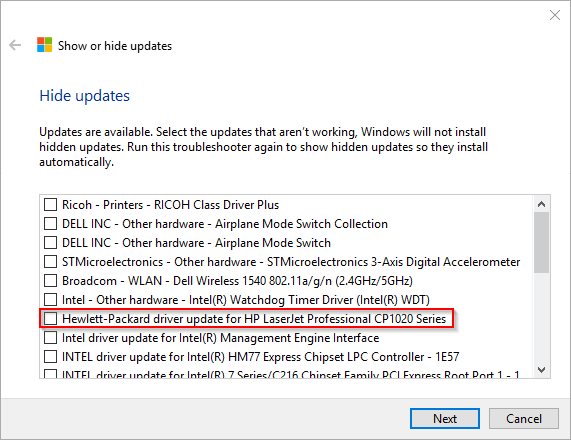 005 - update status driver problem